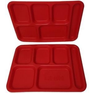 Vintage Red School Lunch Tray Six Section - Cambro PS1014 RED 15"x 9"